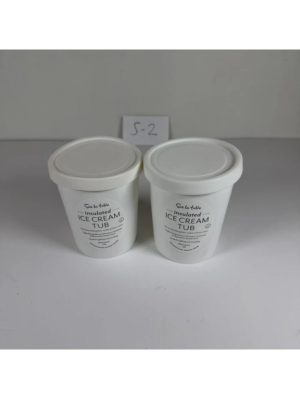2 Sur La Table Insulated Ice Cream Tubs 1 Quart White Storage Location S-2